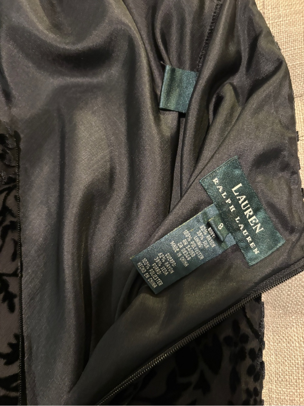 Vintage Ralph Lauren Black Floral Devore Halter Maxi Dress with Short Back Train - Picture 4 of 11